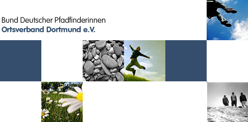 Collage aus blauen und wei�en Quadraten mit stimmungsvollen Fotos